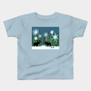 Moose and Elk Winter Holiday Kids T-Shirt